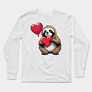 Sloth Heart Balloon - Valentines Day Long Sleeve T-Shirt